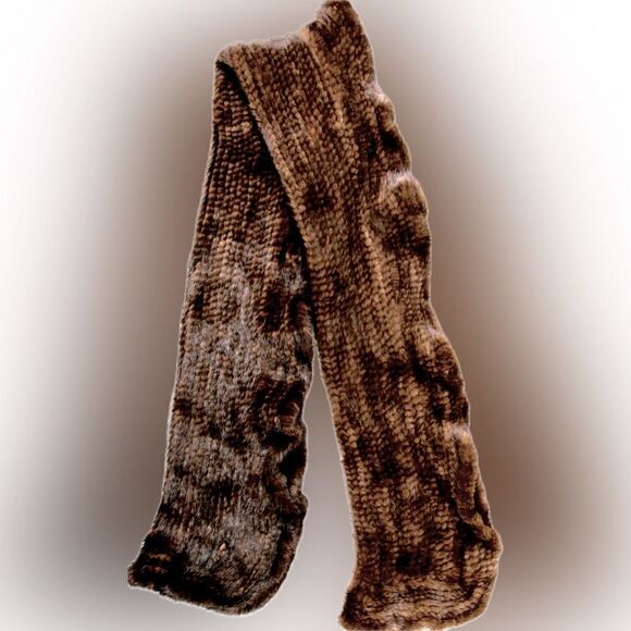 Unbranded Natural Brown Knitted Mink Stole Wrap Scarf - Picture 2 of 16
